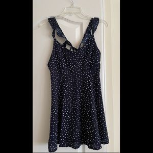 Navy Blue and White Polkadot Dress Size S